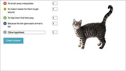 Miniature illustration Interactive content 1-1: Investigation - Why do some animals have a tail?